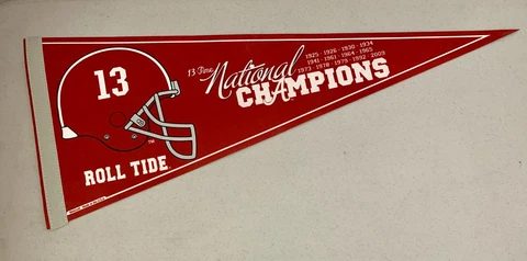 University of Alabama Crimson Tide 13-Time National Champions 12"x30" Pennant Cover
