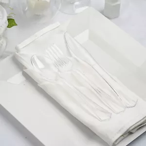 CLEAR Elegant Forks Spoons and Knives Set Party Wedding Disposable Tableware - Picture 1 of 6