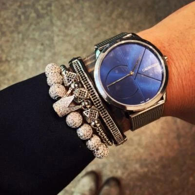 Lujo Moda Para hombres Micro Pavé Circonita cúbica Bola Corona Trenzada Ajustable Pulseras Regalos Foto 1 de 4