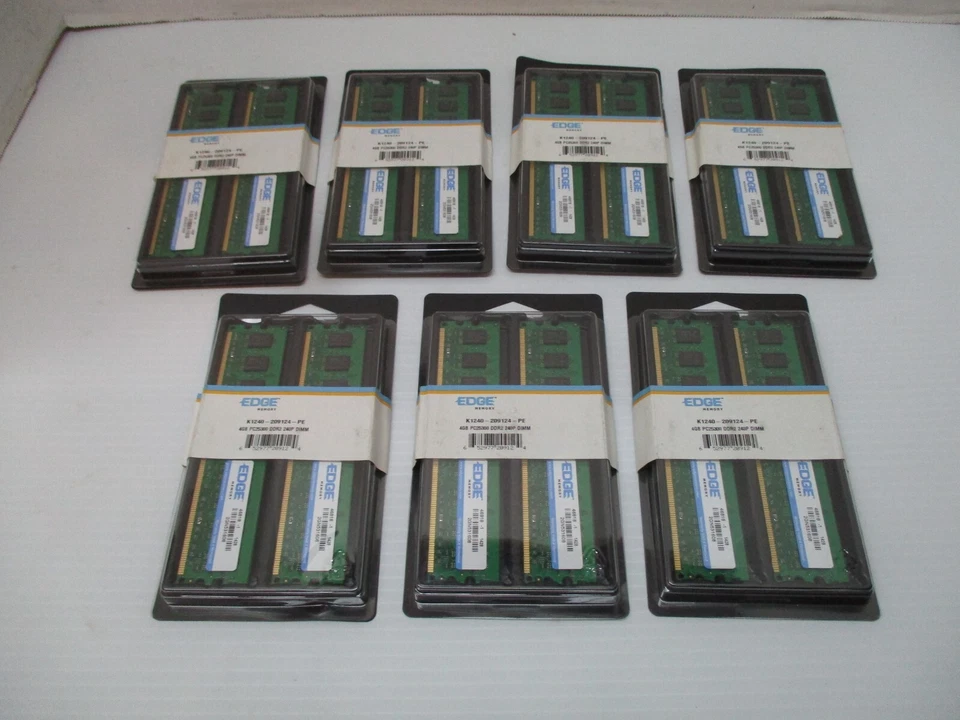 7 Packages (2 x 4GB) EDGE MEMORY  PC25300 DDR2 240P DIMM   K1240-209124-PE - Image 1 of 4