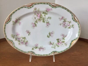Haviland Limoges Serving Platter Oval Schleiger 66 Pink, Green & Gold 11 3/4” - Picture 1 of 11