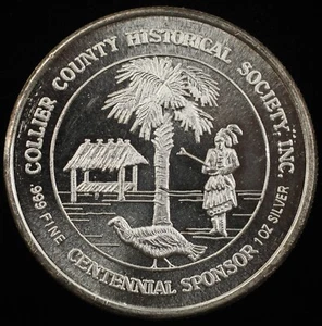 Collier County Centennial Florida 1985 FL .999 1 OZ plata arte redondo (64633) - Imagen 1 de 2