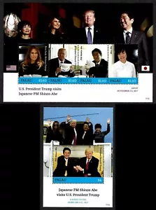 PALAU, SCOTT # 1376-1377, SET 2 MNH MINI SHEETS TRUMP & JAPANESE SHINZO ABE 2018 - Picture 1 of 3