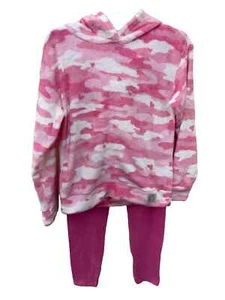 Lucky Brand Girls Youth Pink Camo Plush Top & Legging Set Size L 14/16 New - Picture 1 of 1