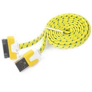 10FT Fabric Braided flat noodle Data Sync Power Charger Cable FOR iPhone 4s iPod - Picture 1 of 19
