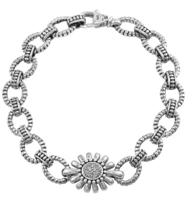 $895 НОВЫЙ ЛАГОС 925 СЕРЕБРО ИКРА ИСКРА ПАВЕ БРИЛЛИАНТ Pret-a-Porter браслет MED - Изображение 1 из 4