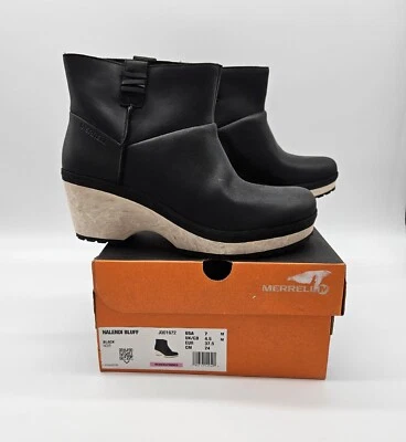 Merrell Halendi Bluff Boots Women's Size 9.5 Black Pull-on Boots Leather Bootie - Image 1 of 4