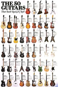 Guitarras que construyeron Rock n Roll gigante PÓSTER REVISTA ¡Gran decoración de pared! (3806) - Imagen 1 de 1
