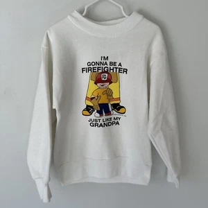 Im Gonna Be a Firefighter Just Like My Grandpa Kids Youth S Pullover Sweater VTG - Picture 1 of 14