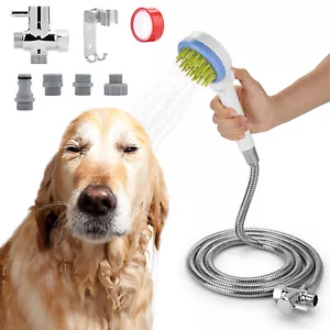 3in1 Pet Dog Outdoor Shower Bath Sprayer Massage Brush Clean with Hose Diverter - Picture 1 of 9