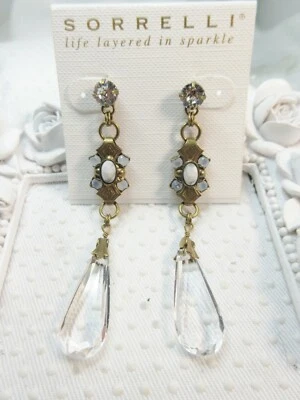 全新 Sorrelli Dramatic Long Drop Art Deco 珍珠光泽耳环 — 第 1/4 张图片