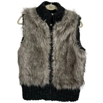 Chaleco de piel sintética LOFT para mujer gris sin mangas forrado cremallera completa talla XS/S Foto 1 de 4