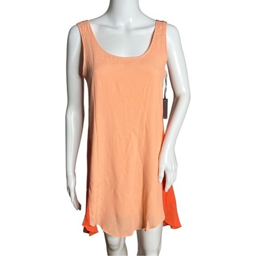 VETEMENTS Lovers + Friends Mini Abito Bicolore Arancione Senza Maniche Scollo Scoop Taglia XS