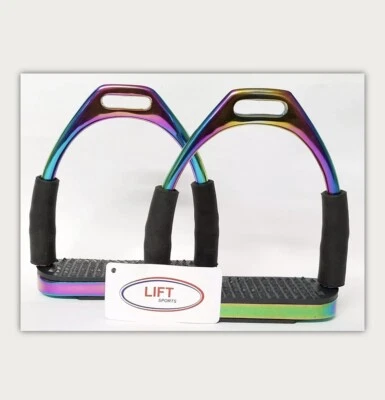 LIFT SPORTS 5 Inch Rainbow Horse Flexible Safety Saddle Stirrups Bendy Irons Stainless Steel