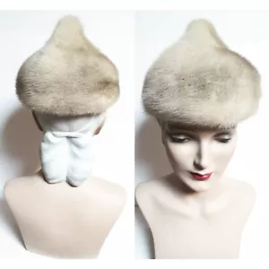 Vintage Mink Fur Hat Taupe Color 1960s Forecast Kaufmanns - Picture 1 of 6