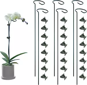 6 Pack Plant Support Stakes with 24 Pcs Plant Clips,Single Stem Support Stake Pl - Picture 1 of 7