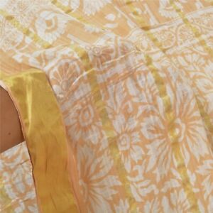Sanskriti Vintage Sarees Peach Pure Cotton Printed Woven Sari Decor Craft Fabric
