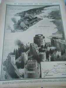 1915 WW Old Print Le Bombardement des Dardanelles Fort Ertogrul Koum Kale - Picture 1 of 1