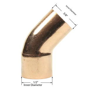 Libra Supply 3/8 Zoll, 3/8'', 3/8 Zoll 45 Grad Kupfer Street Winkel FTGxC, 10 Stück - Bild 1 von 2