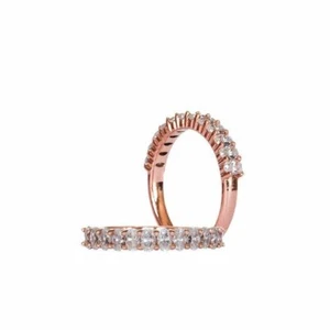 1.2ct Simulated Diamond Wedding Band Stackable Half Eternity Rose Gold Plated - Picture 1 of 8