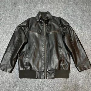 Vintage Sean John Jacke Herren XL braun Kunstleder schwer mit durchgehendem Reißverschluss Taschen Mantel - Bild 1 von 14