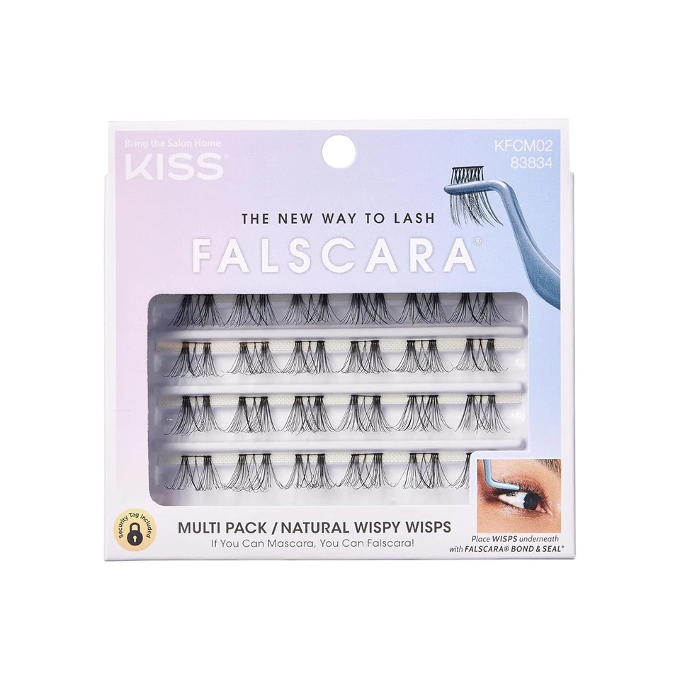 Kit de Extensión de Pestañas KISS FALSCARA Natural Wispy Negro 24 Racimos de Pestañas Foto 1 de 1