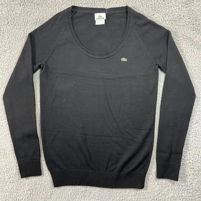 Lacoste Women's Black Cotton Scoop Neck Sweater Size M(US) / 8(EU) VTG NWT - Image 1 of 4