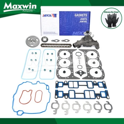 Head Gasket Set Timing Chain Kit Water Pump Fit Chevrolet Express GMC Safari 4.3 Foto 1 de 4
