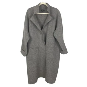 Eileen Fisher 100% Wool Long Coat Minimalist Modern Capsule Wardrobe Gray Large - Picture 1 of 12