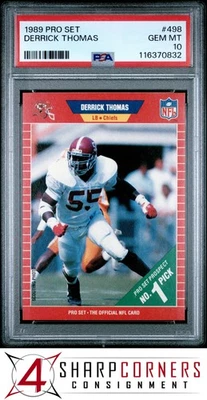 1989 PRO SET #498 DERRICK THOMAS RC CHIEFS HOF PSA 10 - Image 1 of 3
