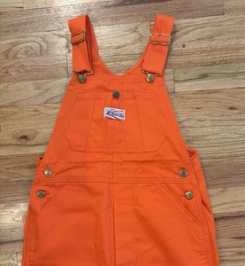 Vtg 70s 80s NOS Liberty Overalls Bibs Bright Orange Teen Size 16 USA - Picture 1 of 7