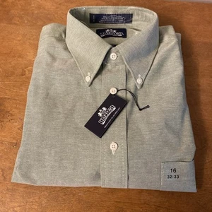 NWT Stafford Oxford Shirt Sz 16 32-33 Wrinkle Free Light Green - Picture 1 of 2