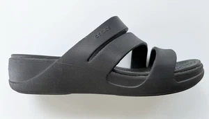 CROCS Boca Getaway Monterey Strappy Black Wedge Sandals Women’s Size 9 - Picture 1 of 7
