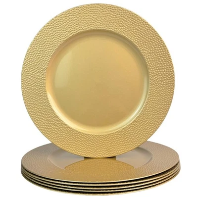 Gold Charger Plates, 13 Inch Chargers for Dinner Plates, Plastic Charger for ... - Image 1 of 4