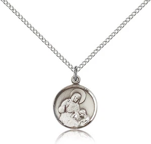 Saint Ann Medal For Women - .925 Sterling Silver Necklace On 18 Chain - 30 D... - Picture 1 of 1