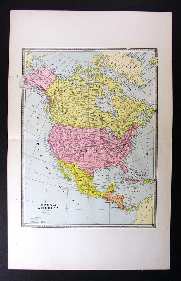 1883 Cram Map North America United States Canada Mexico - Image 1 of 1