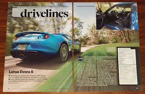 LOTUS EVORA S MAGAZINE ARTICLE CAR AND DRIVER DRIVELINES SPORTS CAR - Picture 1 of 3