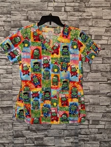 Pfirsiche Peeling Top Urlaub Weihnachten Frösche bunt Größe Small - Bild 1 von 6