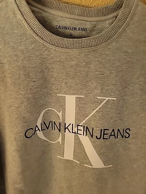 Sudadera Calvin Klein Jeans Logo Gris Blanco Negro Cuello Redondo Talla Mediana De Colección Años 90 Foto 1 de 4