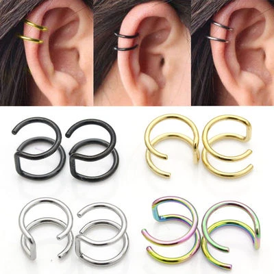 Fashion Punk Rock Clip-on Earrings Non-piercing  Cuff  Ear Clip UK Seller   - Image 1 of 3