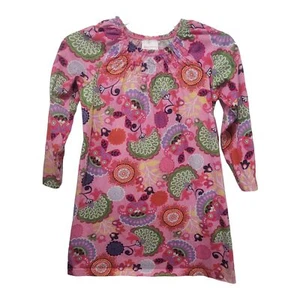 Hanna Andersson Dress 130 Sz 8 Pink Floral Long Sleeve Girls Paisley - Picture 1 of 4