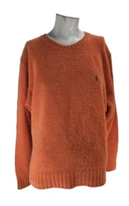Polo Ralph Lauren Men's Sweater Extra Large Orange Wool Angora Knit Vintage Crew - Picture 1 of 7