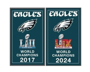 Philadelphia Eagles Super Bowl Champions 2x3 Ft Vertical Flag Banner - Set of 2 - Picture 1 of 3