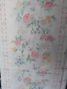Vtg Pink Country Rose Pattern Fabric Green Leaves Vines Mini Stripes 12 Strips - Picture 1 of 5