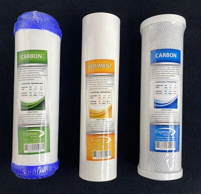 Express Water Set of 3 Replacement Water Filters 2 Carbon & 1 Sediment 10" - Image 1 of 4