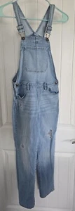 OshKosh B’Gosh Girls SZ 12/ 12A Jean Overalls Pockets Distress Faded Blue - Picture 1 of 11