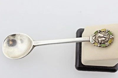 Gorham plata esterlina esmalte verde y amarillo incrustación campanas de Navidad 1974 cuchara Foto 1 de 4