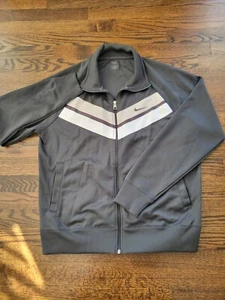 Vintage Mens Nike Striped Track Jacket Sweatershirt Full Zip Lrg Gray Striped - Picture 1 of 11