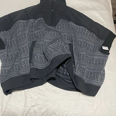 Nuevo con etiquetas Poncho Free People Movement Heritage Fair Isle Negro Gris Navidad Otoño S Foto 1 de 4