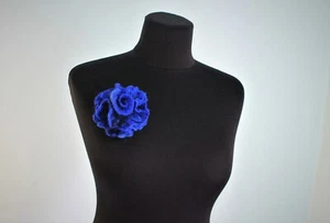 Brooch "Blue rose flower" (felt wool) / wool / brooch pin / Handmade - Picture 1 of 5